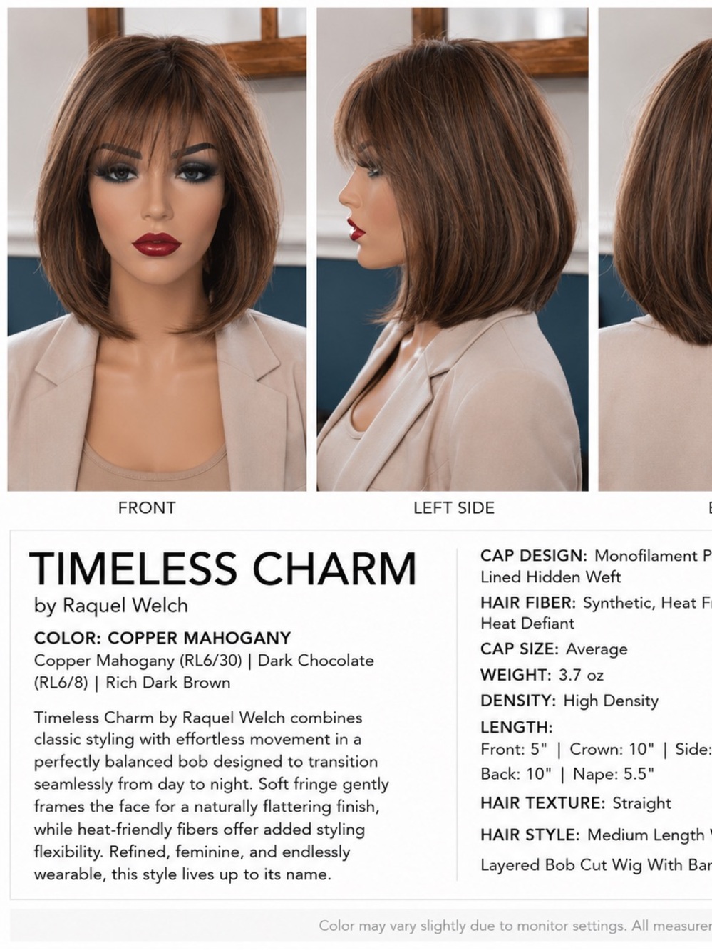 Timeless Charm by Raquel Welch in Copper Mahogany